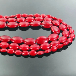 Perline distanziatrici ovali pietra preziosa turchese rossa 16" design fai da te - Foto 1 di 4