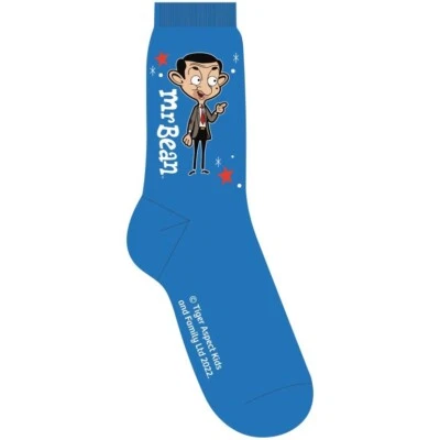 Mr Bean Blue Cartoon Design Official Merchandise Socks - Size 7-11