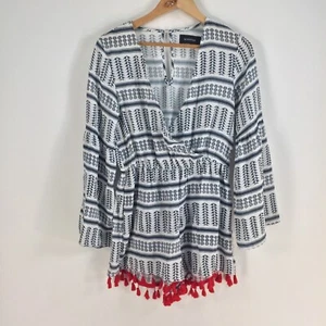 Minkpink womens playsuit size S multicolour geometric 3/4 sleeve Vneck 054272 - Picture 1 of 10