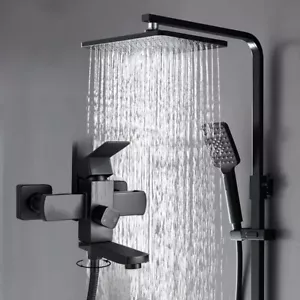 Schwarz Duschset Duscharmatur Regendusche Mit Handbrause Dusche Duschsystem - Bild 1 von 11