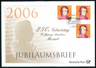 GERMAN POST ANNIVERSARY-FDC 2006 MOZART MUSIC COMPOSER u735 - Image 1 of 4