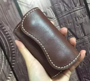 men women key box case Ring holder pocket real cow Leather pouch bag coffee H495 - Picture 1 of 3