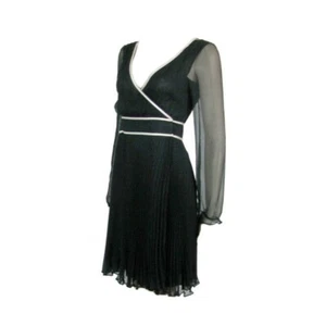 Vestido CoSTUME NATIONAL CNC Italia Envoltura en V transparente plisado de gasa LBD XS S NUEVO CON ETIQUETAS - Imagen 1 de 17