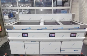 Kiremko Allegro Fish & Chip Frying Range 3-pan high efficiency gas UNDER CANOPY - Picture 1 of 20