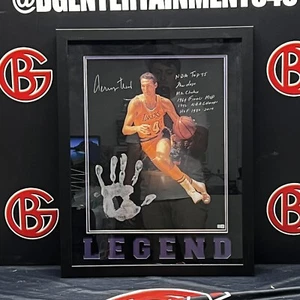Jerry West LA Lakers Autographed 16x20 Framed Handprint & Stat Photo Steiner CX - Picture 1 of 8