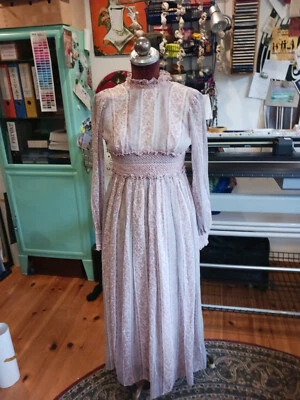 70er Jahre Kleid Maxi original Prärie  Blumenmuster Vintage Gunne Sax Vibes - Bild 1 von 4