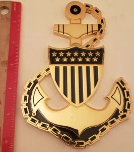U.S. NAVY Brass Anchor Emblem Casting ~Vintage~ 6" x 4" x 1/4" 3 Holes - Picture 1 of 4