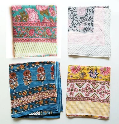 XL Floral hand block printed PURE COTTON Sarong Pareo wrap Beach Scarf UK SELLER - Image 1 of 4