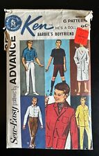 Original VTG 1960s Advance Sewing Pattern 2899 Kens Wardrobe Barbies Boyfriend