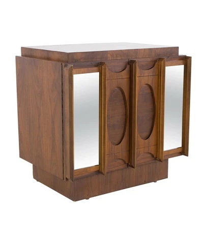 Tobago Brutalist Mid Century Walnut and Mirror Nightstand Cover