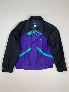 Vintage Woolrich Windbreaker Mens Sz L Full Zip Color Block 80s 90s Teal Purple