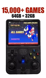 R36S Retro Handheld Video Game Console 15,000 GAMES - 3.5 Inch Screen - Black - Picture 1 of 17