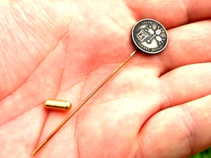 Jüdische Judaica Brosche Anstecknadel echt Israel Granatapfel Menora Münze - Bild 1 von 5