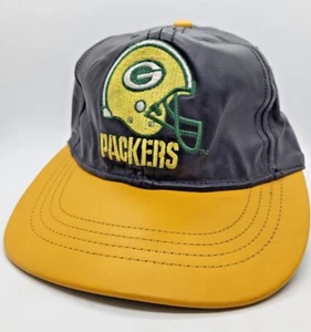 VTG 90’s Green Bay Packers NFL Licensed Leather Hook & Loop OSFA Baseball Cap - Picture 1 of 8