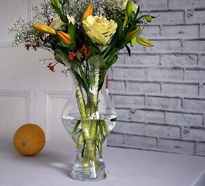 Large Glass Tall Curvy Clear Bouquet Vase H35cm Mothers day - Gift - Home