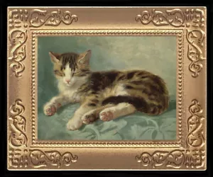 Verschlafene Katze Kätzchen Miniatur Puppenhaus Kunst Bild 8285 - Bild 1 von 1