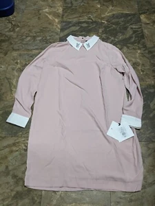 Victoria Beckham Blush Pink Collared Dress-Rabbit Collar 2X - Picture 1 of 3