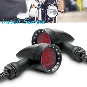 JMCT Bobber LED Motorcycle Black Bullet Red Brake Blinker Turn Signal Tail Light - Picture 1 of 7