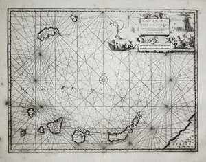Canary Islands Kanarische Inseln map Karte  engraving Kupferstich 1720 - Picture 1 of 1