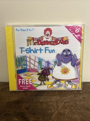 Vintage 1997 McDonaldLand PC CD-ROM T-Shirt Fun  By Expert Software McDonald's - Image 1 of 2
