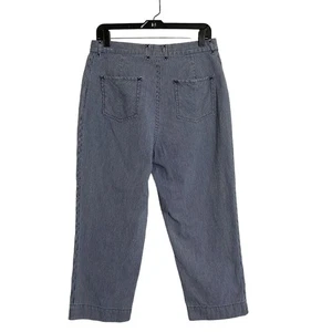 St Johns Bay Crop Ankle Denim Jeans Womens Size 12 Pinstriped Striped Blue White - Picture 1 of 6