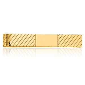 14K Solid Yellow Gold Mens Tie Clip Bar Tac - Picture 1 of 4
