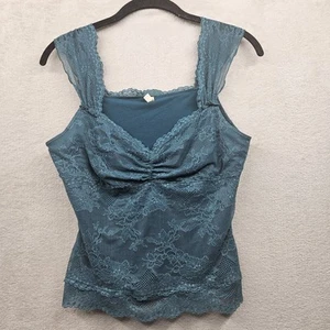 Moth Camisole Womens M Emerald Lace Sexy Y2K Romantic Vintage USA Made Going Out - Picture 1 of 8