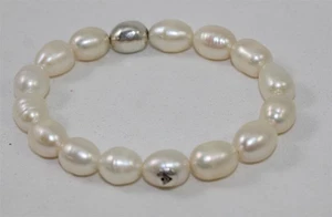 Silpada Shine On Pearl & Sterling Silver Bead 7" Stretch Bracelet - Picture 1 of 4