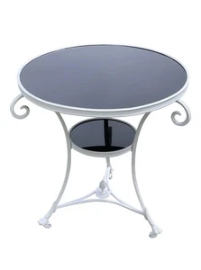 Neoclassical Style White Bronze Gueridon with Black Granite Top - France - Picture 1 of 10