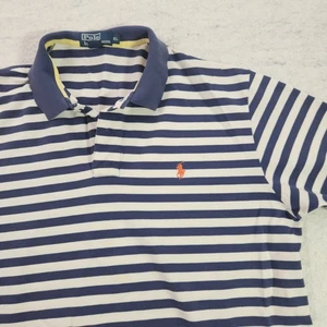 Polo Ralph Lauren Poloshirt Herren XL Tall Navy Weiß Gestreift Klassisch -siehe Hinweis - Bild 1 von 9
