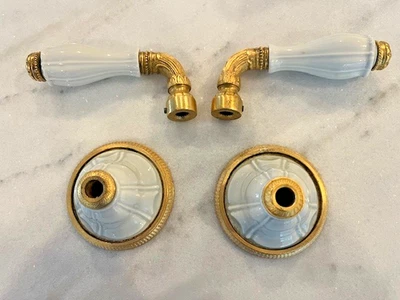 一对 Sherle Wagner 镀金水槽手柄 — 第 1/2 张图片