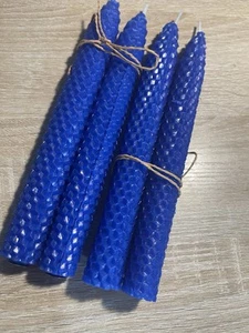 4 10” Taper Blue Beeswax Tapper Candles (15) - Picture 1 of 4