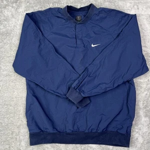 Nike Golf Jacket Mens Large Blue Henley Windbreaker Y2K Tech Snap Pullover Nylon - Picture 1 of 14