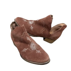 Seychelles Ankle Boots Women’s 6.5 Rose Suede Floral Embroidered Western - Picture 1 of 13