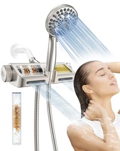 Filtered Shower Head with Handheld Combo Brushed Nickel - Dual 2-in-1 Spa Sys... - Picture 1 of 7