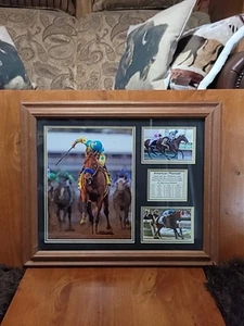 American Pharaoh Framed Print 21x24 Triple Crown Winner Oak Frame - Picture 1 of 8