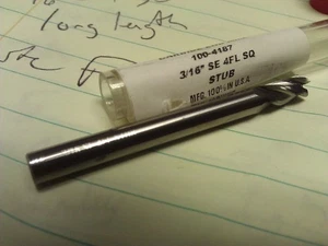 .1875 ZOLL 3/16 ZOLL 4 FLÖTEN EINENDIG STUMMELLÄNGE HARTMETALL SCHAFTFRÄSER - Bild 1 von 1