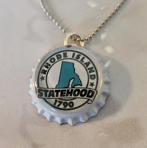 1790 Rhode Island Statehood Necklace, Rode Island Pop Bottlecap Pendant Necklace - Picture 1 of 6