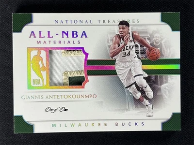 1/1 One Of One ! 2018-19 National Treasures Giannis Antetokounmpo All-NBA Patch - Image 1 of 2
