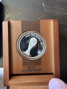 2002 FIFA World Cup Commemorative Silver Coin in Wooden Case - Picture 1 of 5