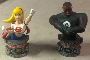 2 Loose / GREEN LANTERN (John Stewart) & SUPERGIRL ceramic Animated BUST - Picture 1 of 8