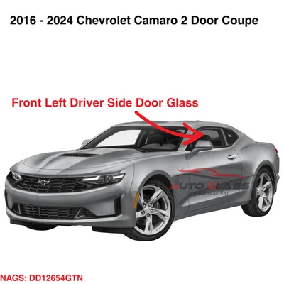 Fits 2016-2024 Chevy Camaro 2 Dr Coupe Driver Left Side Door Window Door Glass - Image 1 of 4