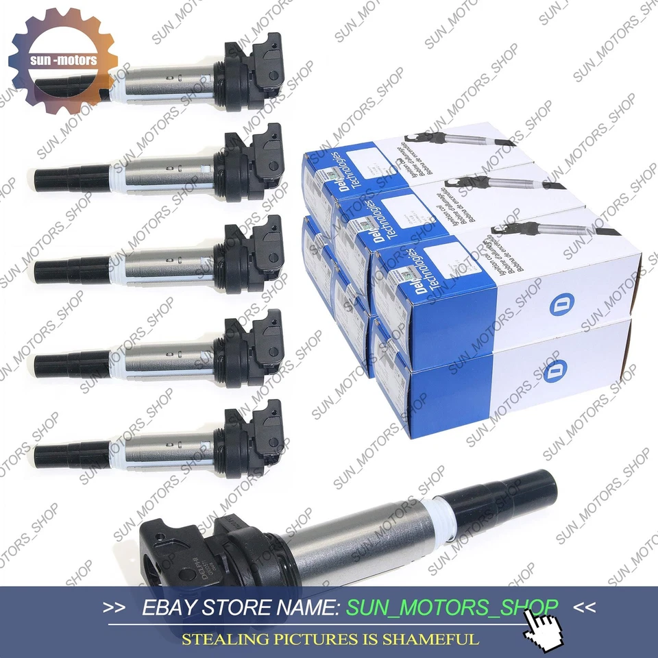 6Pcs Delphi Ignition Coils Metal Set for BMW 135i 335i 325i 535i X6 Z4 X3 X5 Foto 1 de 4