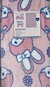 MONCHHICHI & CHIMUTAN Pink/Blue Soft Plush Throw Blanket 50”x70” NWT  Fee Ship - Picture 1 of 2