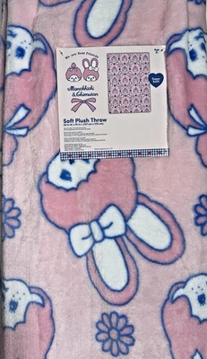 MONCHHICHI & CHIMUTAN Pink/Blue Soft Plush Throw Blanket 50”x70” NWT  Fee Ship - Image 1 of 2
