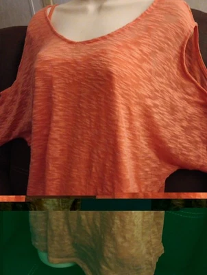 女士 Bobbie Brooks 三文鱼露肩上衣背面蕾丝细节 2 件带背心,尺寸 2x — 第 1/3 张图片