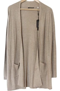T Tahari NWT Cashmere Blend LONG CARDIGAN w Pockets Pebble Heather SZ L $98 MSRP - Picture 1 of 3