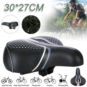 Komfort Schwarz Extra Breite Groß Gefedert Fahrrad & Sattel Herren & Damen Sitz - Bild 1 von 12