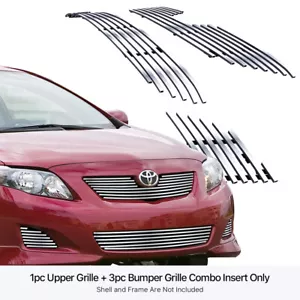 Combo de inserción de parrilla de billet cromada inoxidable para Toyota Corolla 2009-2010 - Imagen 1 de 7