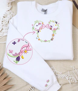 Sudaderas con capucha bordadas con corona floral de Minnie Mouse con bordado en mangas - Imagen 1 de 3